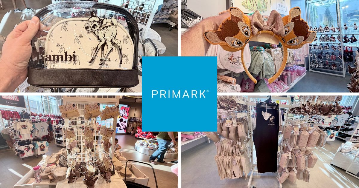 Bambi collection merchandise on a rack at Primark