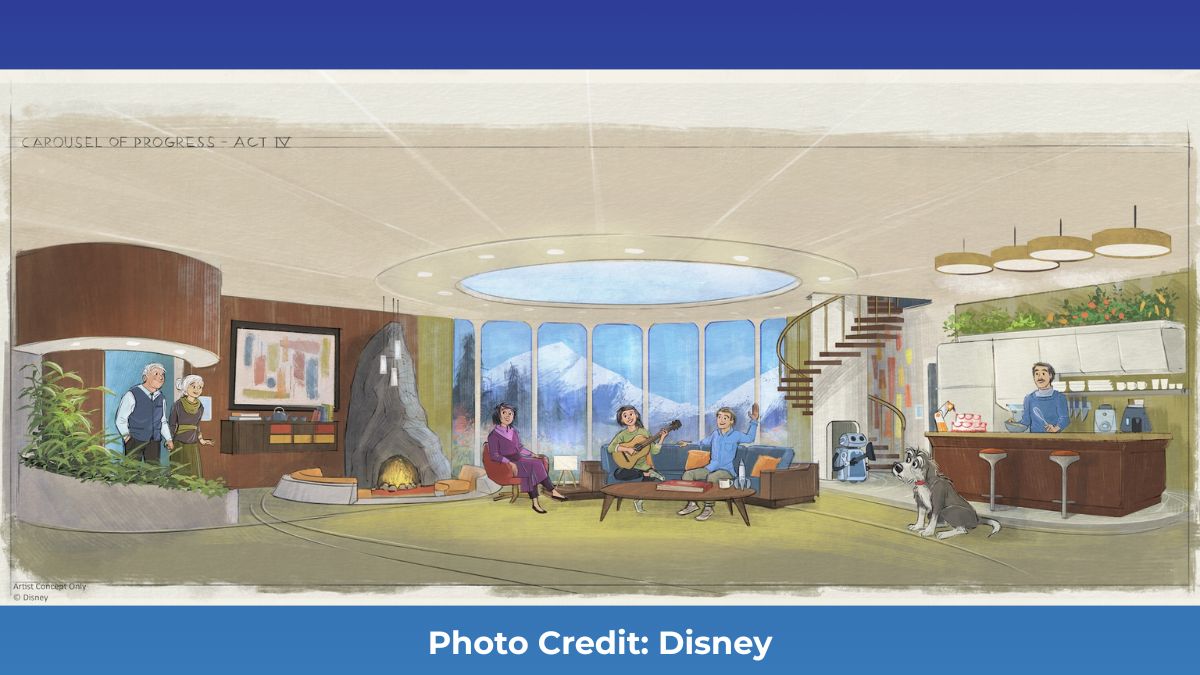 Concept art showing the off-planet future finale of the Carousel of Progress