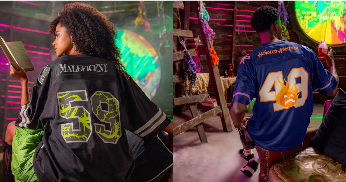 Headless Horseman Football Jersey and Maleficent Football Jersey side by side