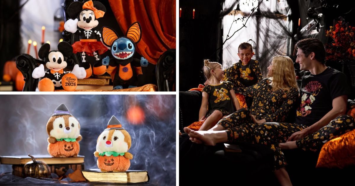Mickey Family Halloween Collection apparel and plush displayed together