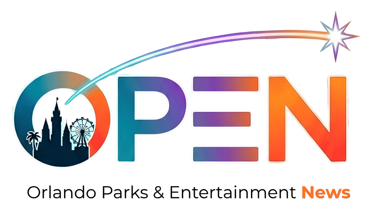 Orlando Parks & Entertainment News (OPEN) logo featuring a stylized castle and Ferris wheel.