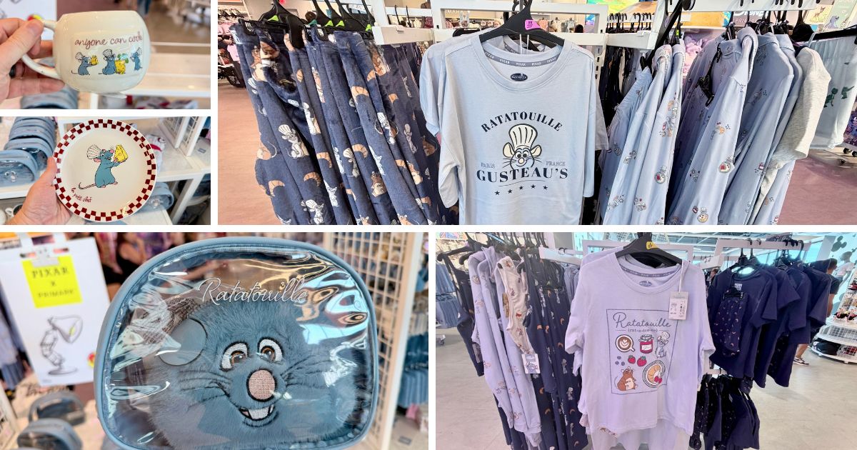 Ratatouille merchandise at Primark including shirts and home goods