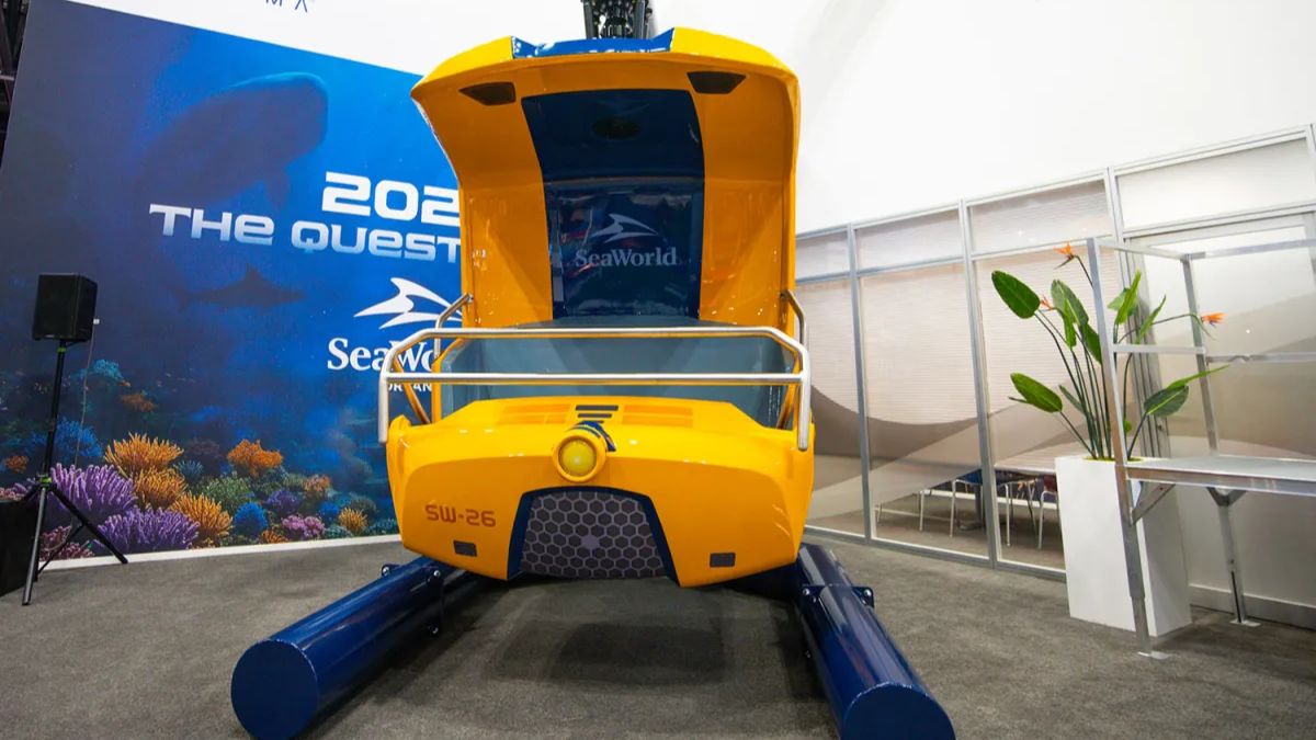 Vekoma suspended submarine dark ride vehicle for SEAQuest at SeaWorld Orlando