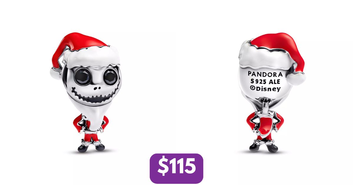 Santa Jack Skellington Charm by Pandora with red enamel hat