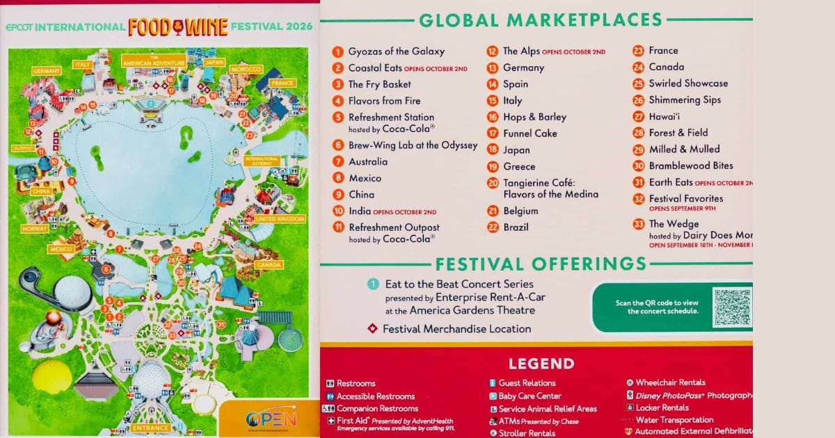 Official 2026 EPCOT Food and Wine Festival Map