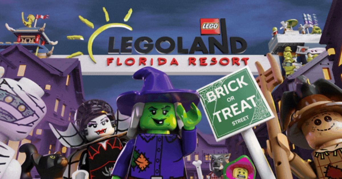 Complete Guide to LEGOLAND Florida Brick or Treat 2026: Dates, Pricing, and New Offerings 3 Children walking through the new Brick or Treat Street trail at Legoland Florida