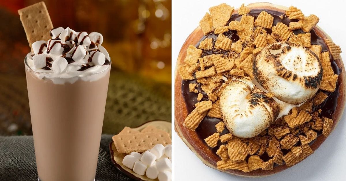 D-Luxe Burger S'mores Gelato Shake alongside Everglazed S'Mores Galore Donut