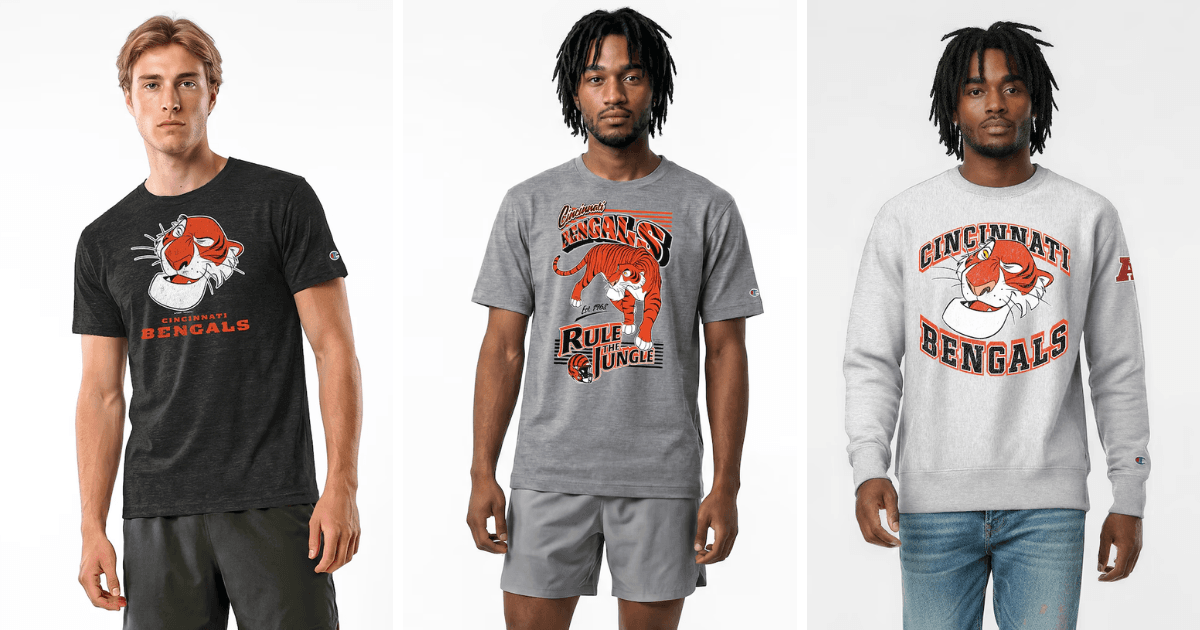 All 32 NFL Teams Disney x Champion Collab Apparel Guide 5 Disney Cincinnati Bengals apparel featuring Shere Khan