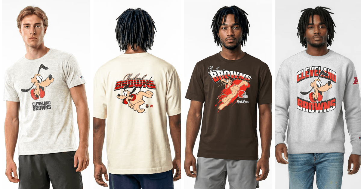 All 32 NFL Teams Disney x Champion Collab Apparel Guide 6 Disney Cleveland Browns apparel collection