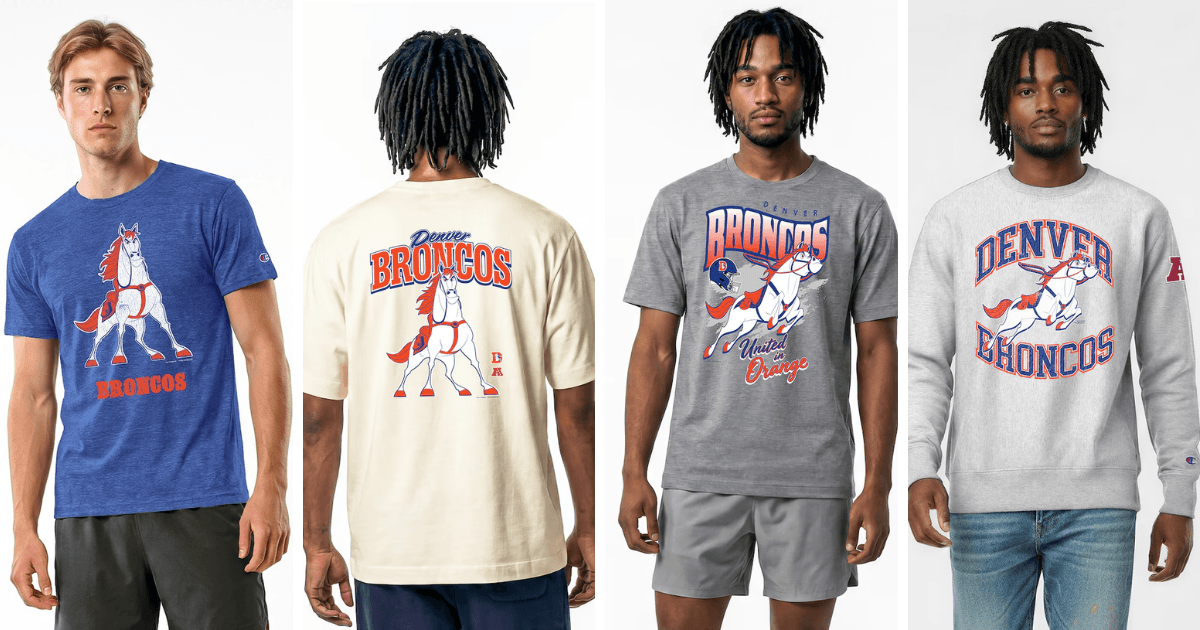 All 32 NFL Teams Disney x Champion Collab Apparel Guide 7 Disney Denver Broncos apparel collection