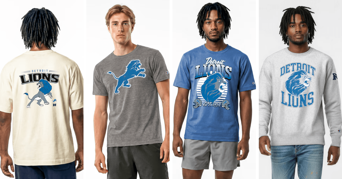 All 32 NFL Teams Disney x Champion Collab Apparel Guide 24 Disney Detroit Lions apparel collection