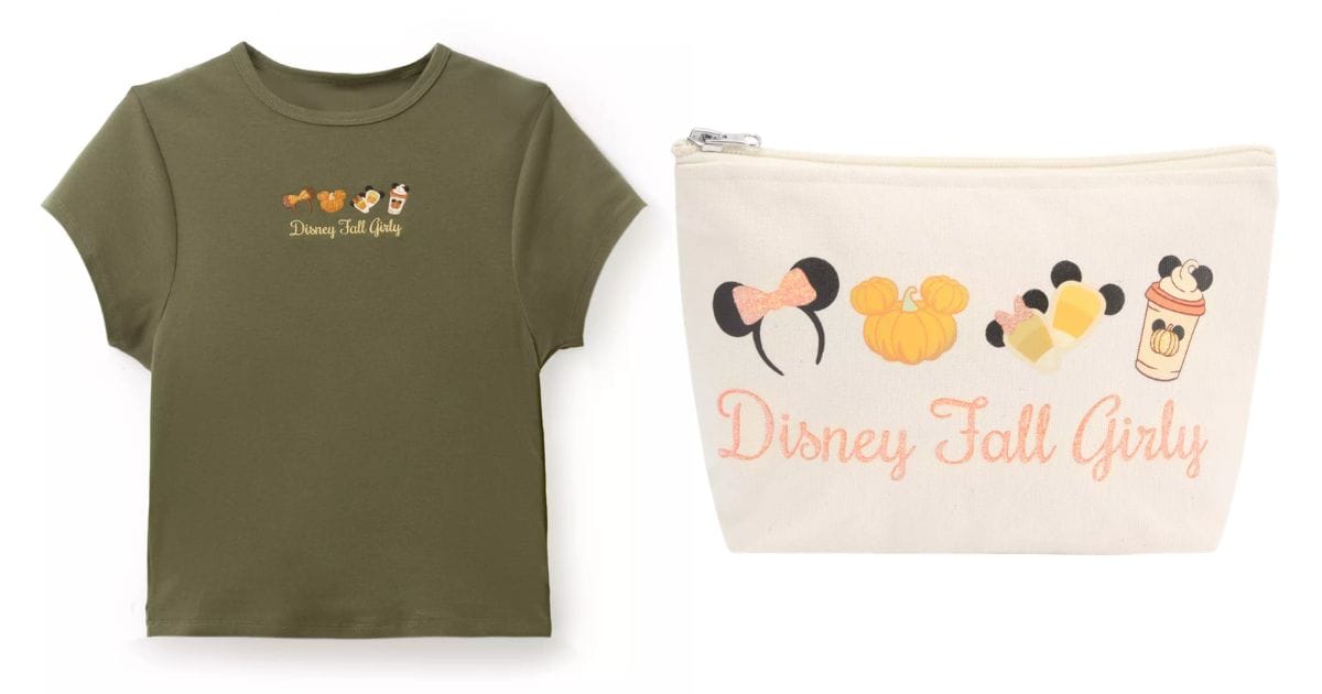 Disney Store Drops "Fall Feels Enchanted" Cozy Merchandise Collection 4 Disney Fall Girly T-Shirt and Halloween Canvas Pouch