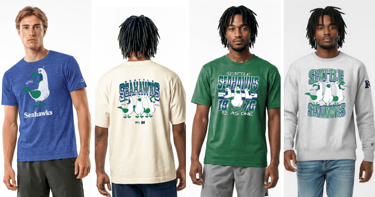 All 32 NFL Teams Disney x Champion Collab Apparel Guide 32 Disney Seattle Seahawks apparel collection