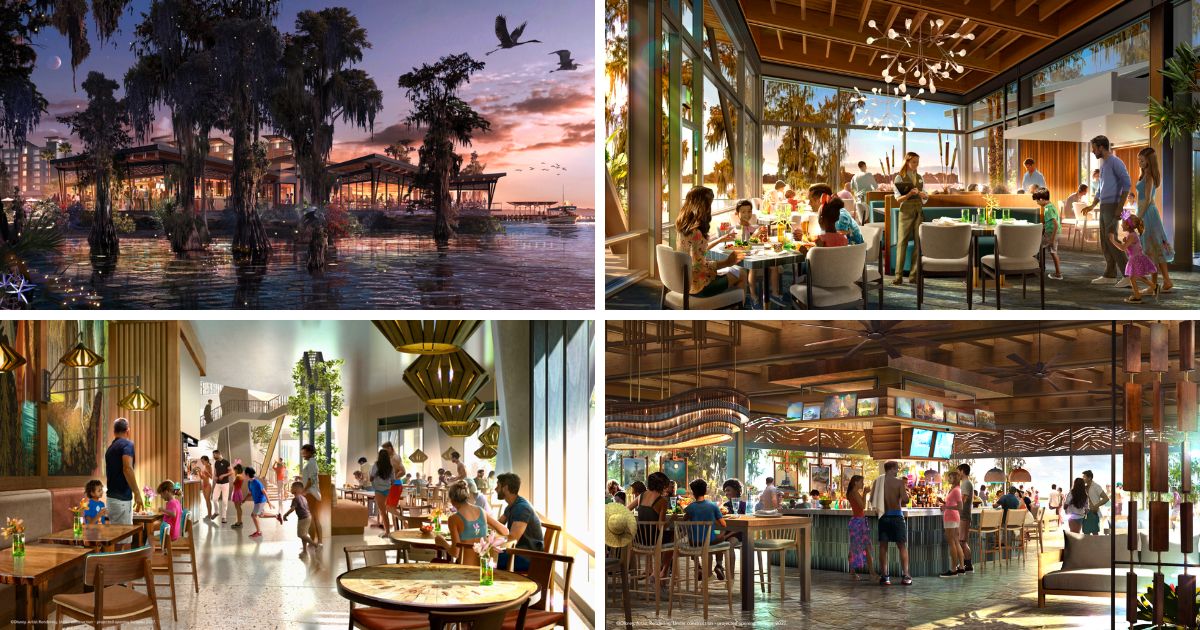 Concept art of dining venues at Disney's Lakeshore Lodge