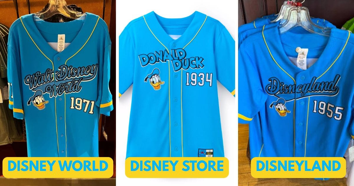 Donald and Daisy Duck Baseball Jerseys: Comparing Park Exclusives vs. DisneyStore Editions 3 Front view of the Donald Duck DisneyStore baseball jersey featuring the character face and debut year
