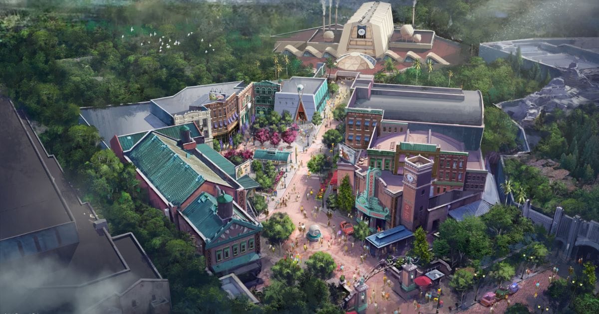 Concept art of the upcoming Monstropolis expansion at Disney's Hollywood Studios