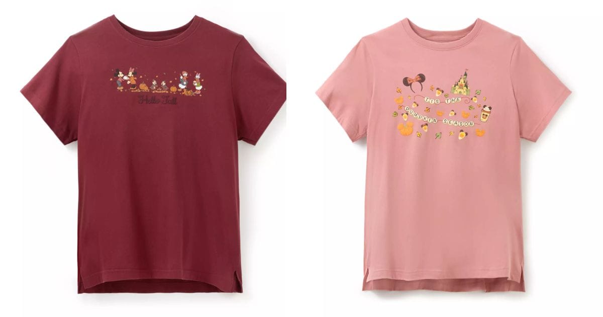 Disney Store Drops "Fall Feels Enchanted" Cozy Merchandise Collection 6 Hello Fall T-Shirt and Tis the Pumpkin Season T-Shirt