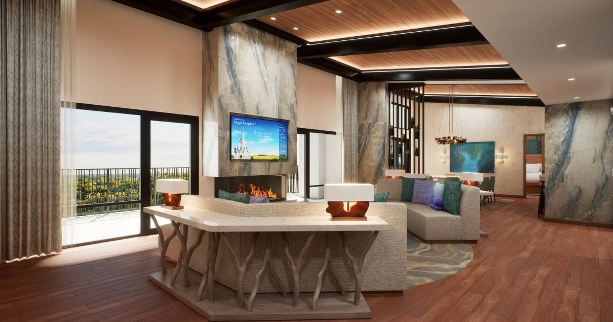 Disney's Lakeshore Lodge: Complete Guide to Rooms, Dining, Booking Dates, and Opening Timeline 10 Hidden Willow Presidential Suite living room at Disney's Lakeshore Lodge