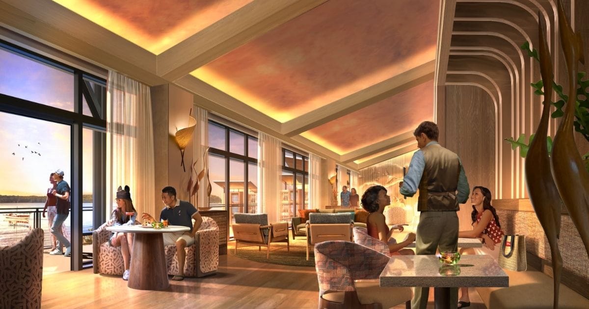 Disney's Lakeshore Lodge: Complete Guide to Rooms, Dining, Booking Dates, and Opening Timeline 12 Art-inspired dining and lounge concept rendering at Disney's Lakeshore Lodge