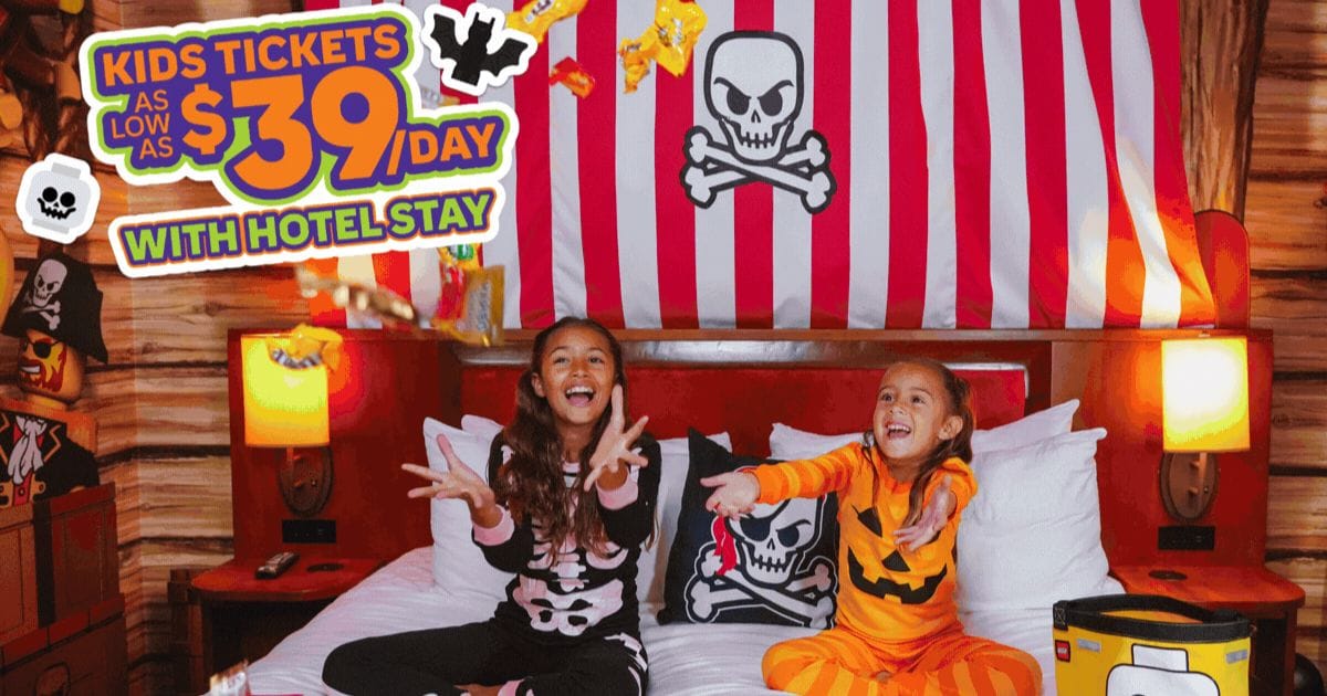 Complete Guide to LEGOLAND Florida Brick or Treat 2026: Dates, Pricing, and New Offerings 7 Exterior view of the Legoland Hotel decorated for Halloween