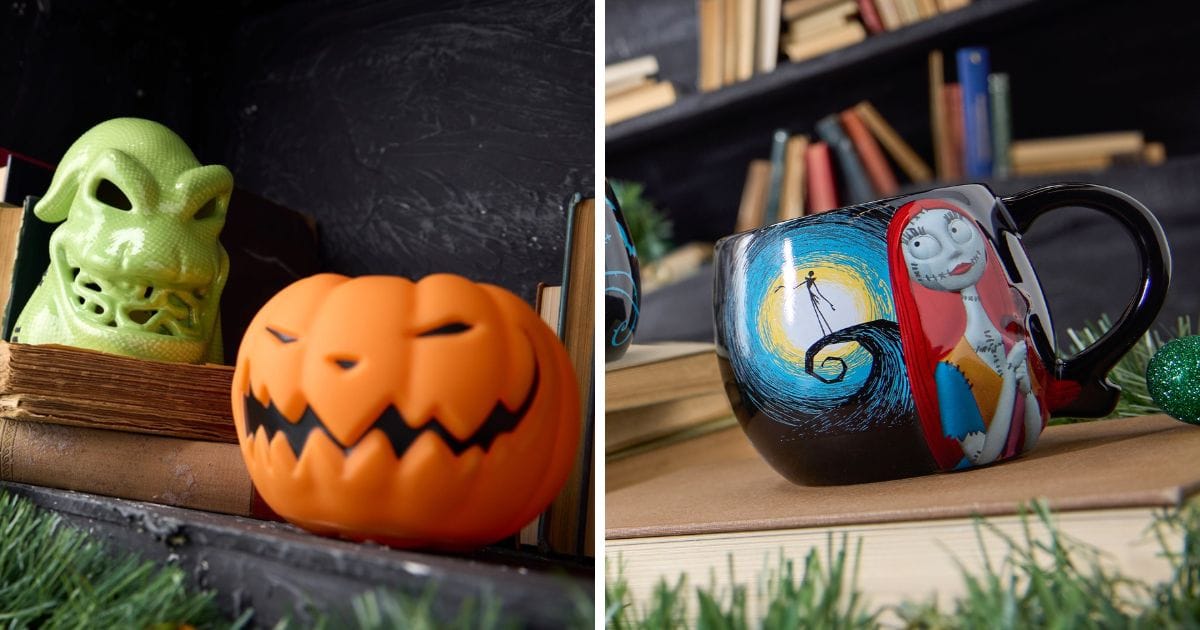 Light-Up Decorative Pumpkin and Oogie Boogie Candle Holder display