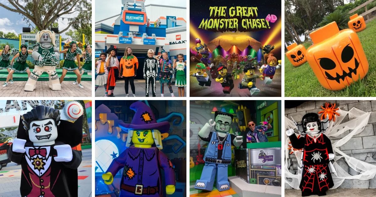 Complete Guide to LEGOLAND Florida Brick or Treat 2026: Dates, Pricing, and New Offerings 5 A child posing with a friendly LEGO Monster Minifigure at the event