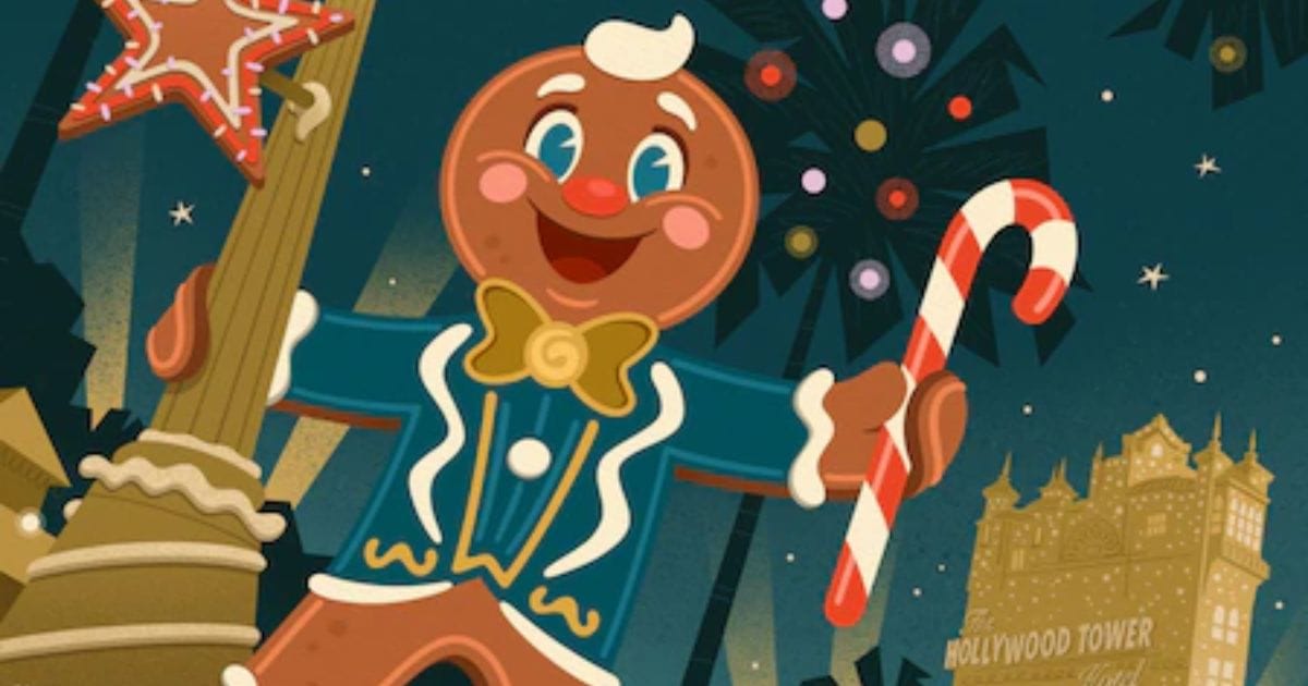 Ollie the gingerbread man holiday decor at Disney Jollywood Nights