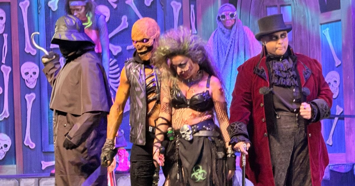SeaWorld Orlando Unveils Pestilence and Five New Houses for Howl-O-Scream 2026 4 Scare actors performing 1990s aerobics routines at SeaWorld Orlando