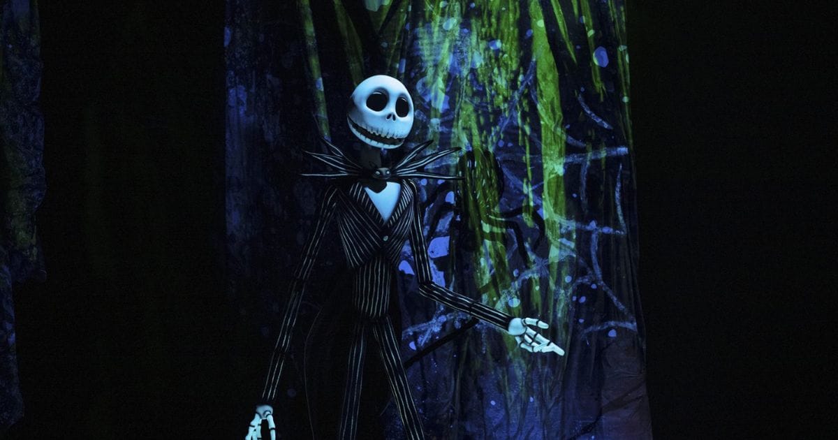 Jack Skellington on stage for The Nightmare Before Christmas Sing-Along at Jollywood Nights