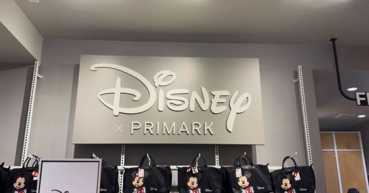 Inside the New Primark at Orlando Vineland Premium Outlets: Discount Disney Merchandise Guide 3 Display of luxury-style Mickey Mouse travel tote bags retailing for 30 dollars at Primark in Orlando.