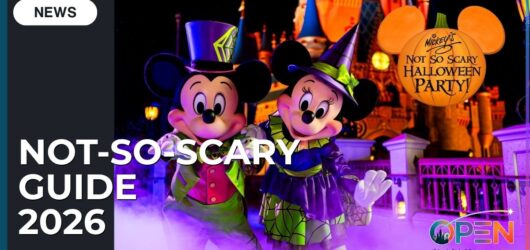 The Ultimate Guide to Mickey’s Not-So-Scary Halloween Party 2026: Dates, Tickets, New Entertainment, and Exclusive Merchandise 4 Mickey Mouse and Minnie Mouse in Halloween costumes in front of glowing Cinderella Castle for the 2026 Not-So-Scary Guide.