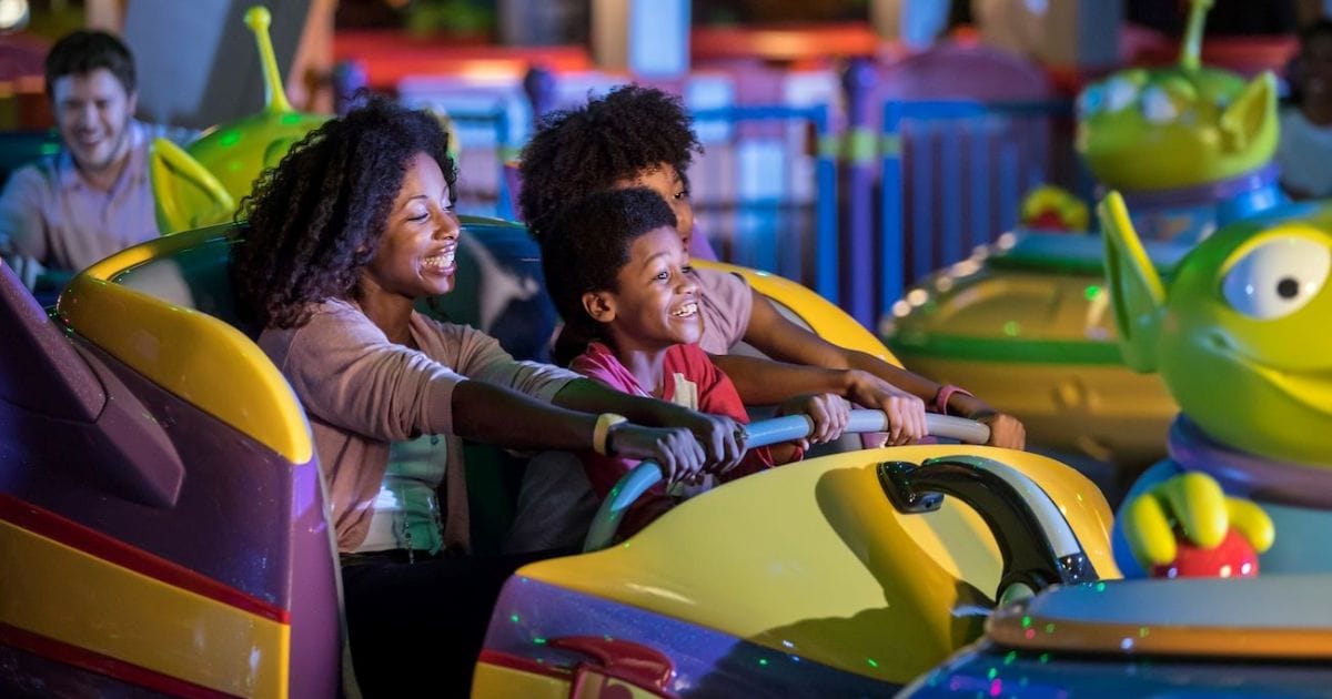 Alien Swirling Saucers spinning attraction in Toy Story Land at Disney's Hollywood Studios