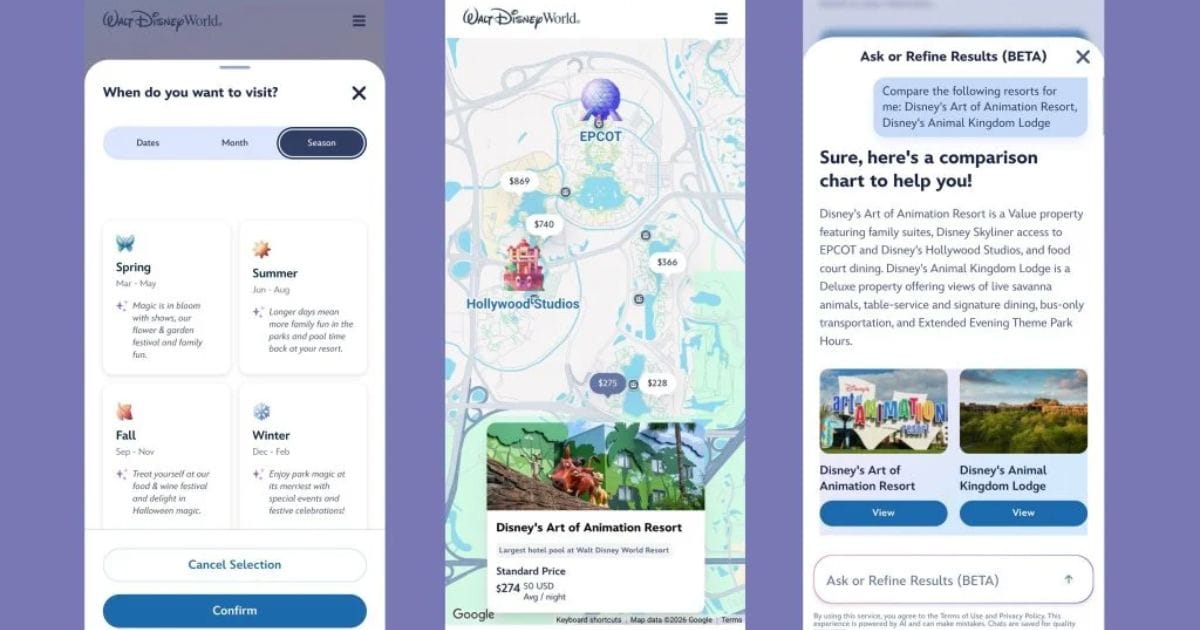 Graphic illustrating the phased rollout of Disney's Guided Search BETA planning tool