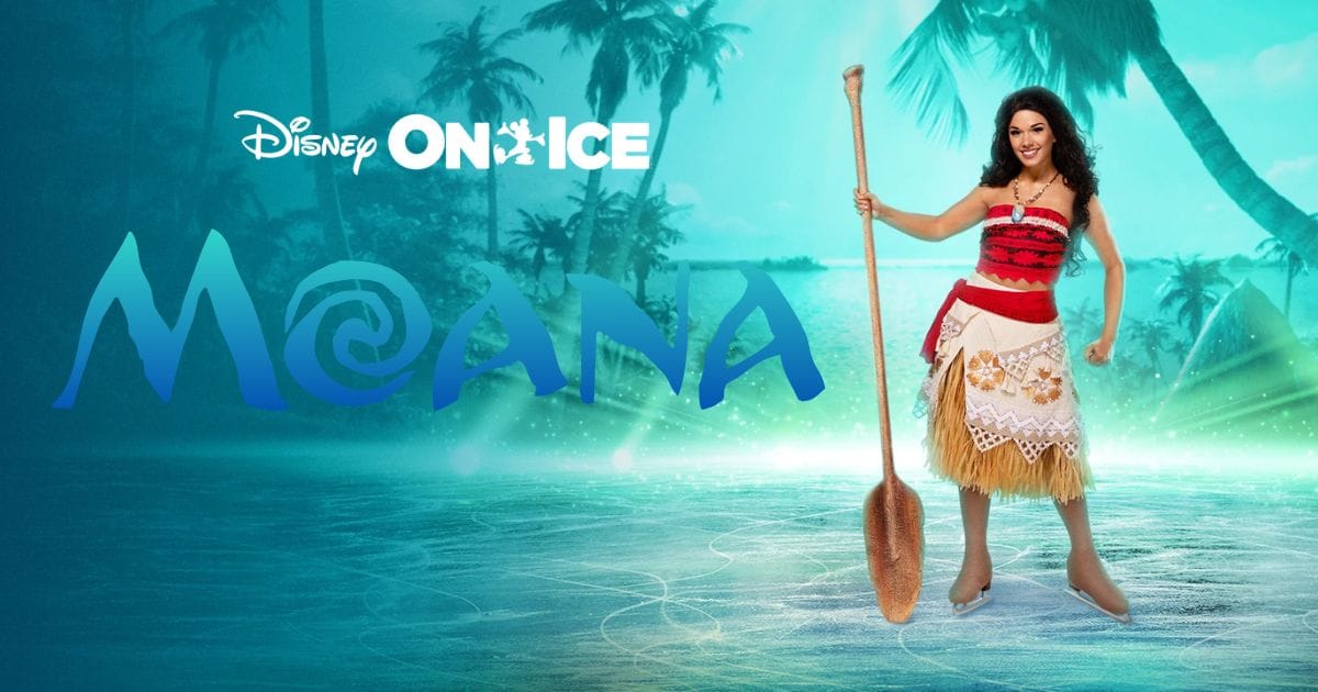 Moana skating on ice with a paddle during Disney On Ice Presents Spotlight Magic!
