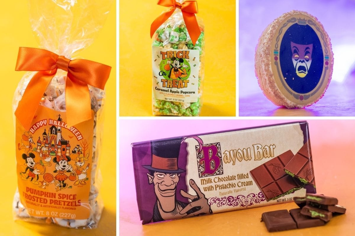 Pumpkin Spice Frosted Pretzels, Caramel Apple Popcorn, and the Dr. Facilier Bayou Bar snacks