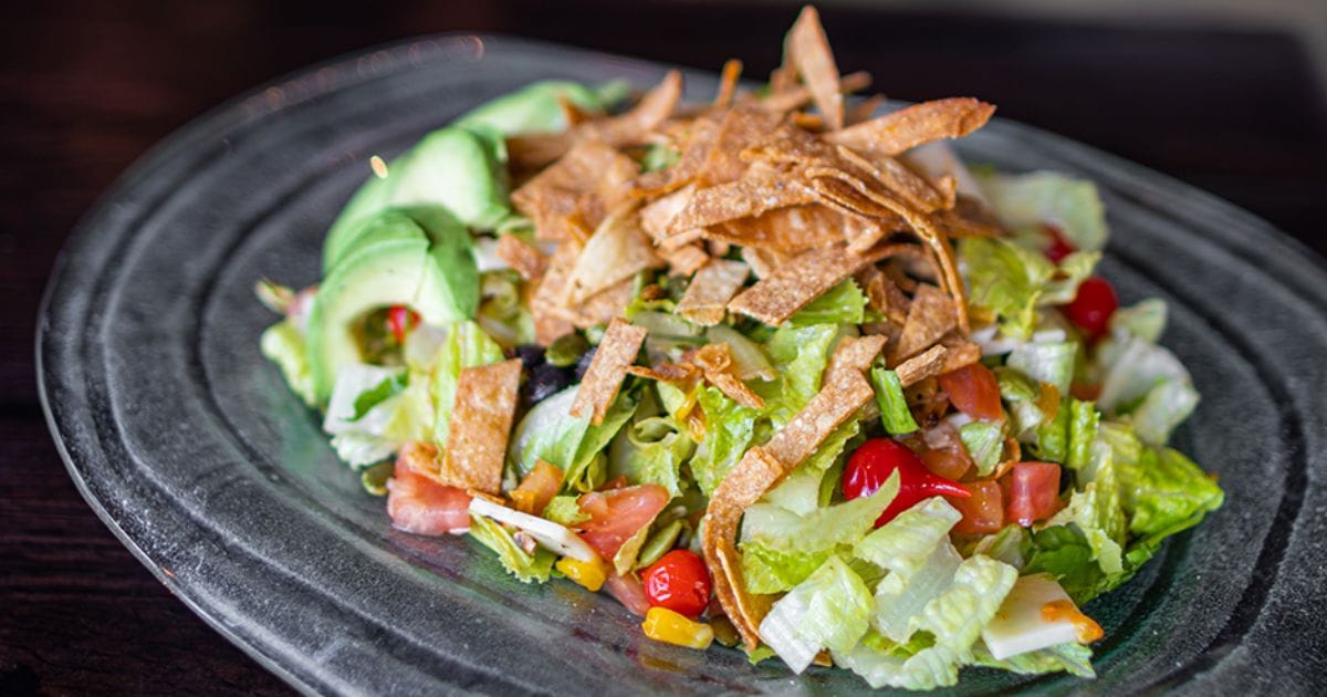 Sedona BBQ Chicken Salad at Toothsome Chocolate Emporium with grilled chicken, avocado, and tortilla strips