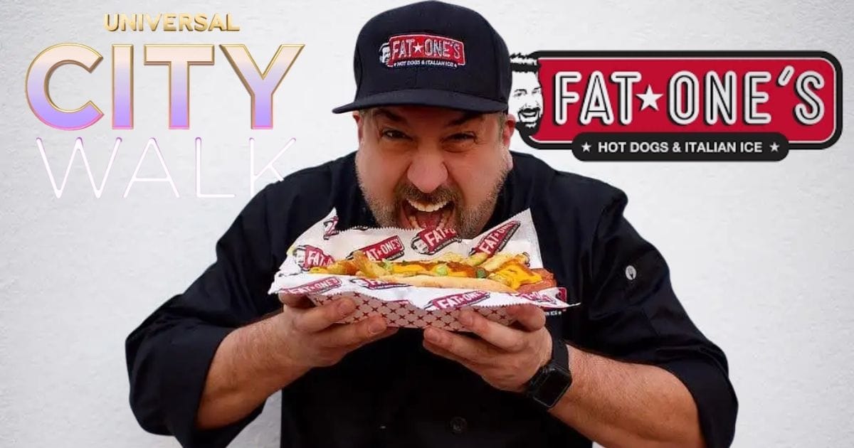 Exterior storefront of Fat One's Hot Dogs and Italian Ice at Universal CityWalk Orlando