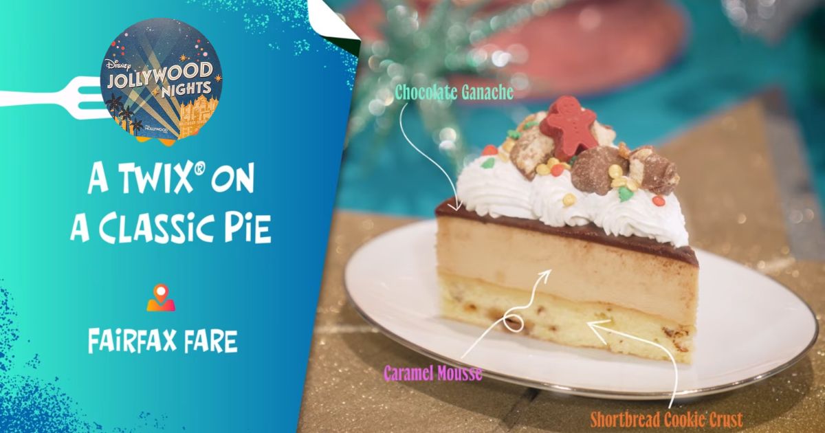 A close-up of the Twix on a Classic Pie featuring a gingerbread man on top