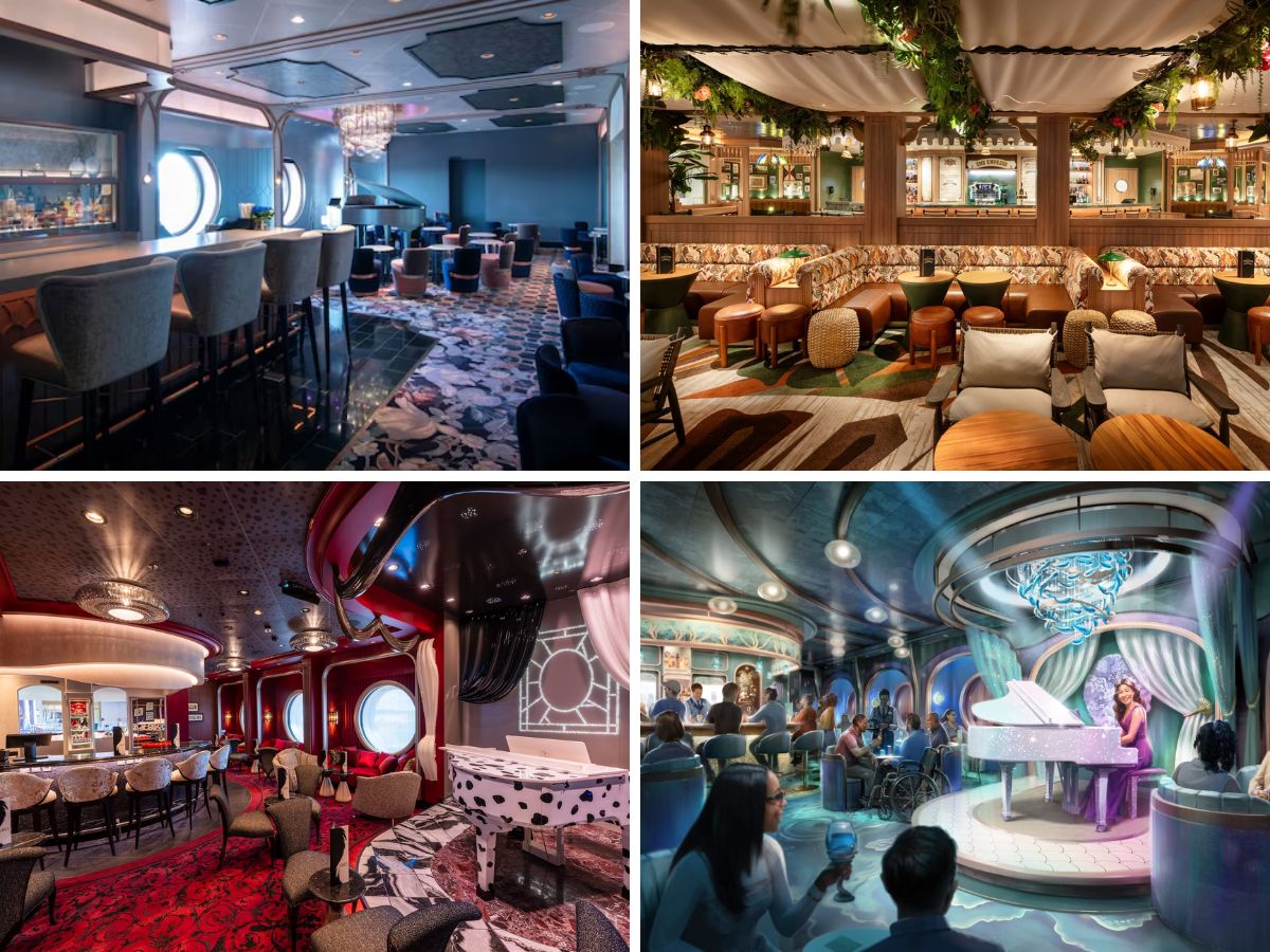 Themed adult lounges across the four Wish-class cruise ships