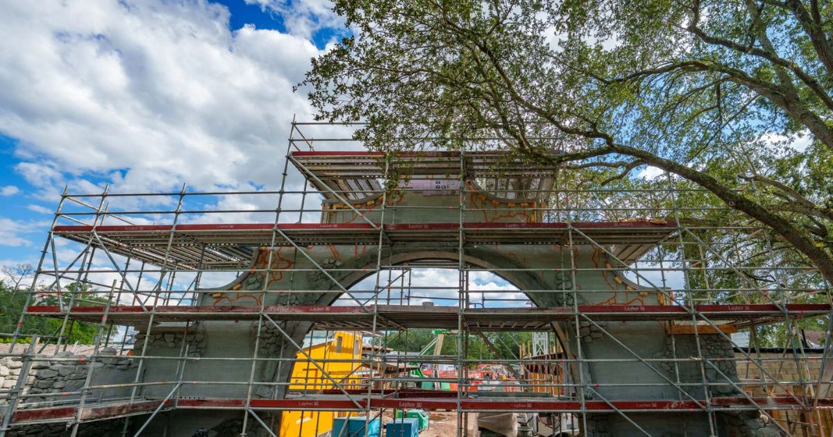 Structural framing of the Pueblo Esperanza archway at Disney's Animal Kingdom