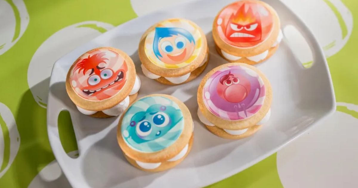 Assorted shortbread cookies decorated with Inside Out character designs