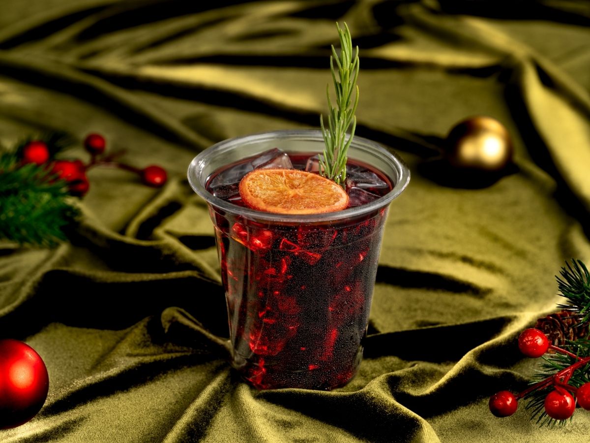 A glass of Chilled Mulled Wine served for the holidays