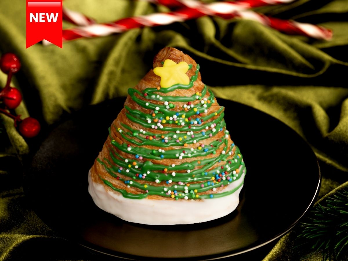Chocolate Tree Croissant designed like a Christmas tree