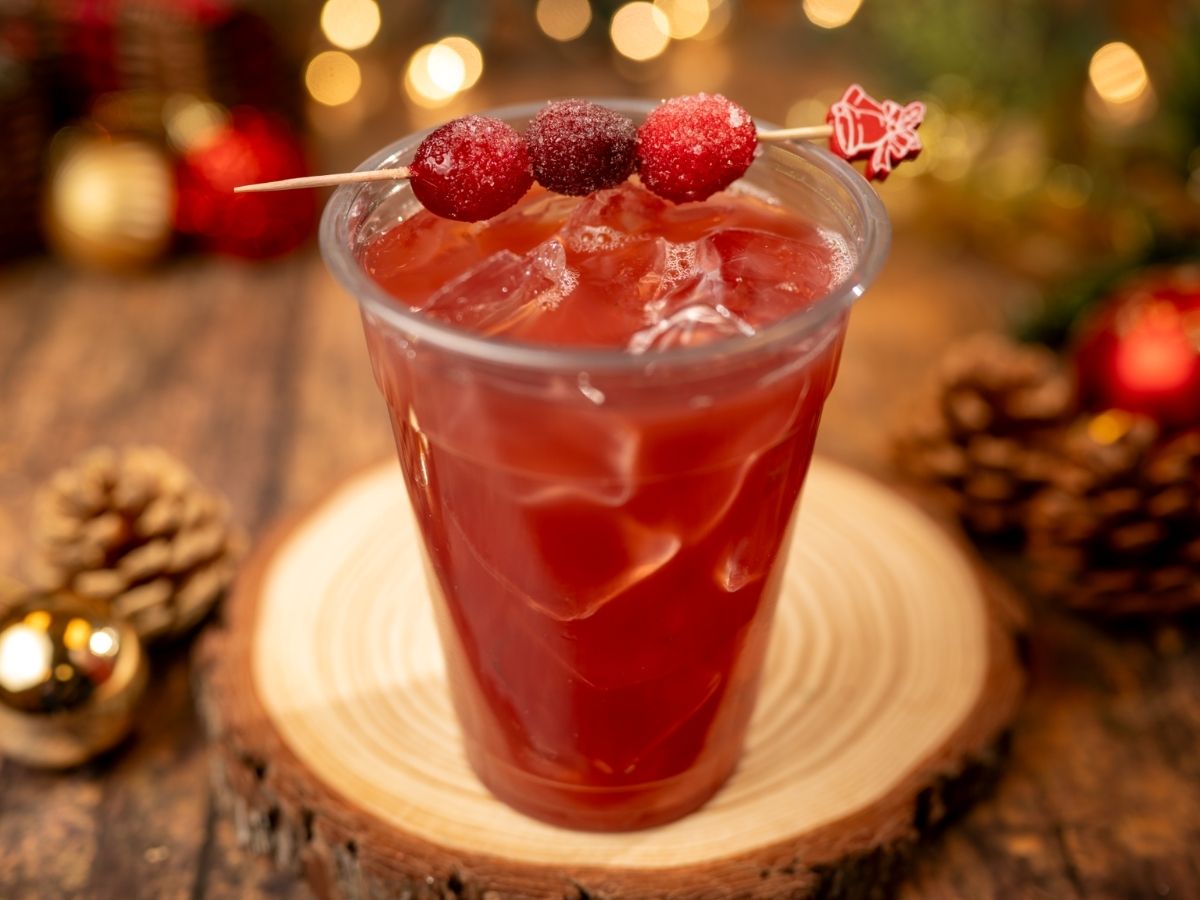 The Cranberry Paloma cocktail served on ice at Disney Springs