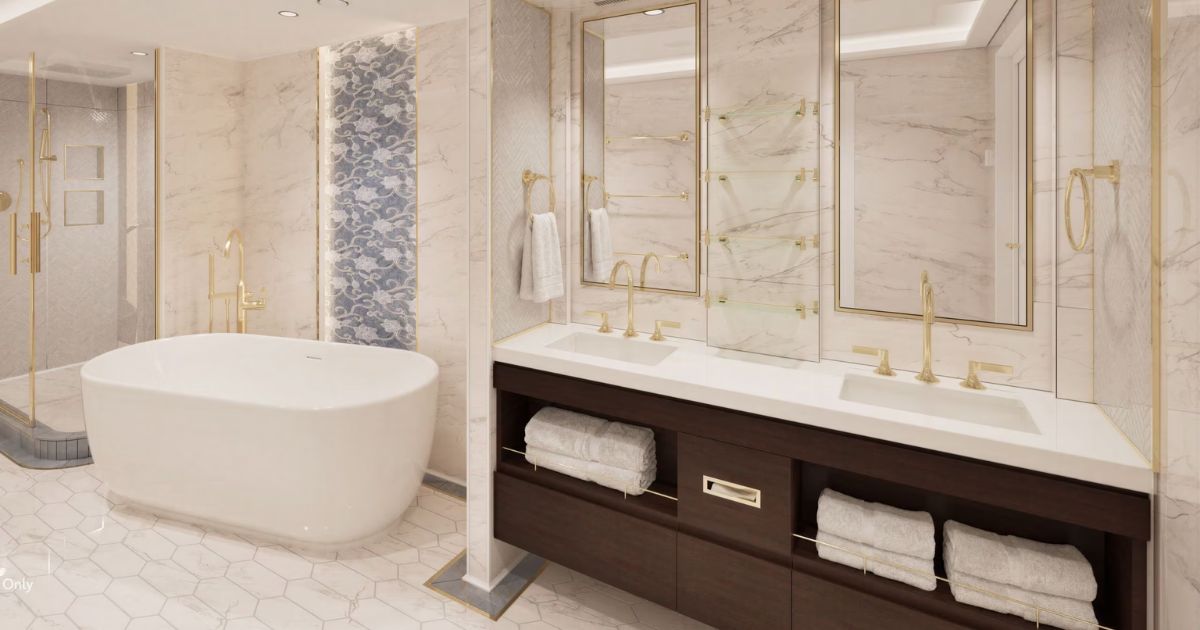 Main bathroom in the Believe Tower Suite