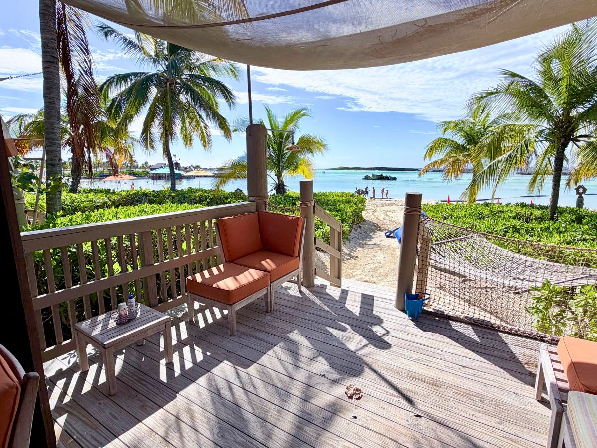 Private sandy pathway leading from the cabana deck to the shoreline