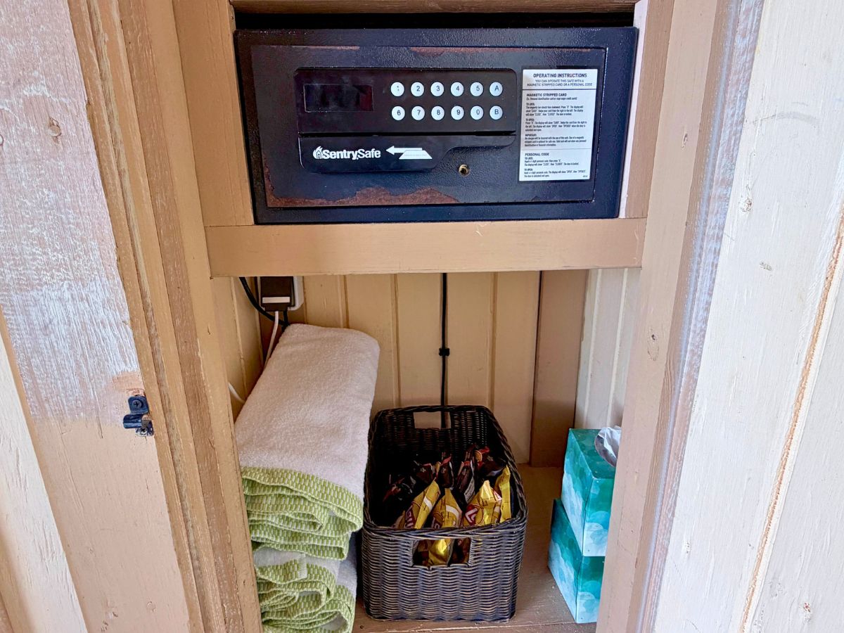 Interior utility cabinet with SentrySafe and beverage refrigerator