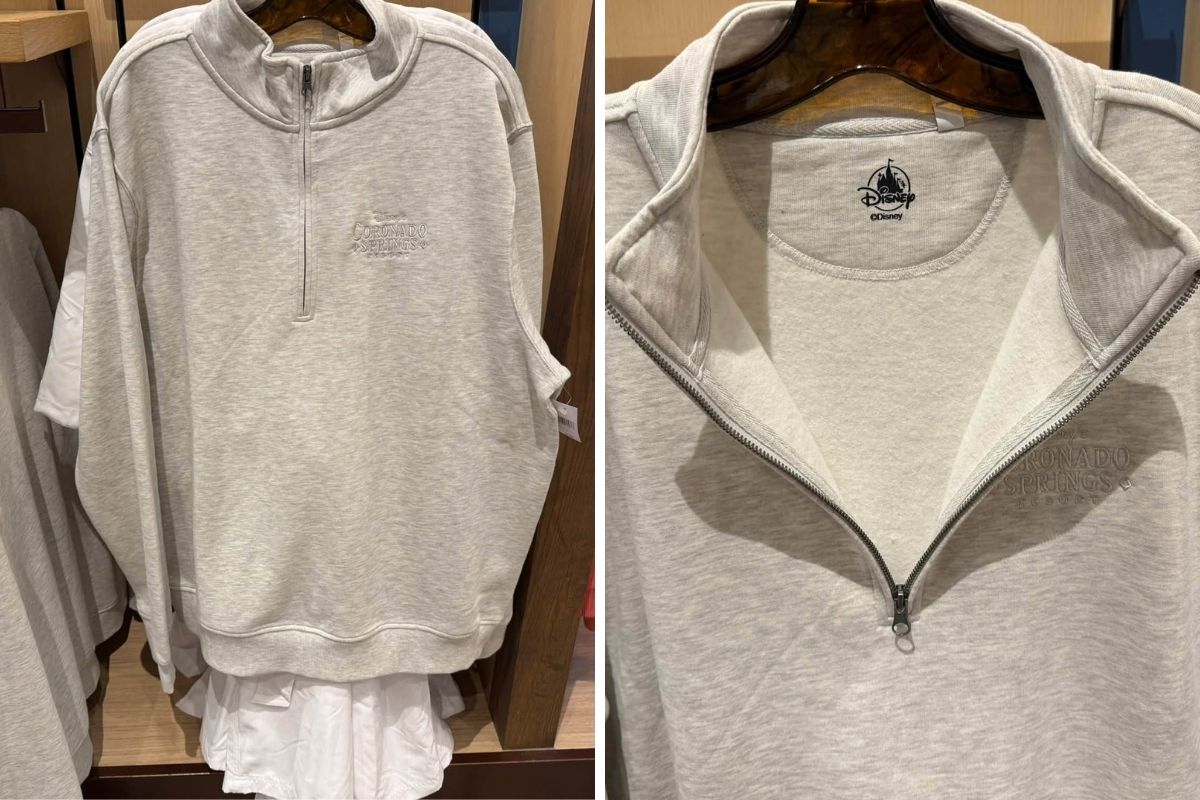 Light grey heathered quarter-zip pullover for Coronado Springs Resort
