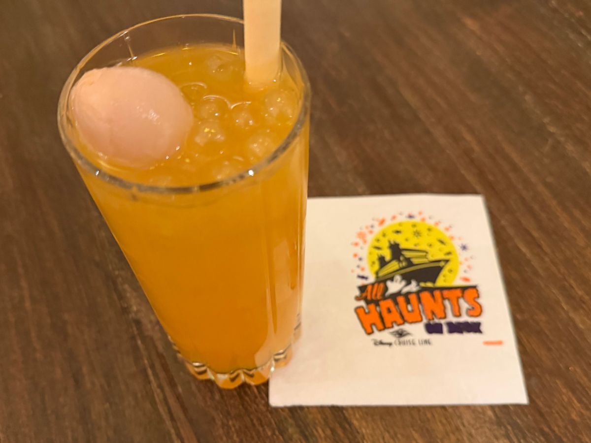 Blended fruit smoothie served during Disney rotational dining