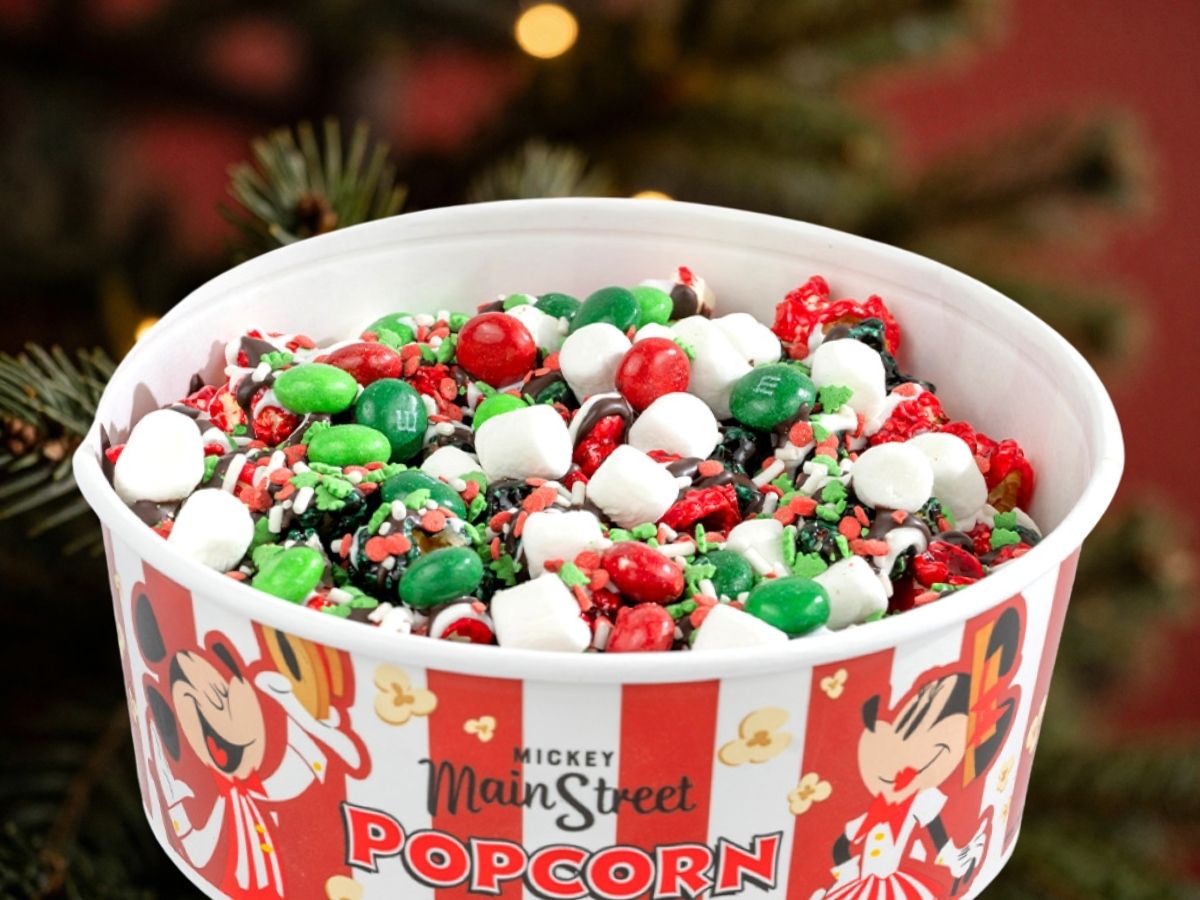 Holiday Peppermint Popcorn mixed with Mint Chocolate Candies